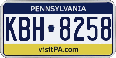 PA license plate KBH8258