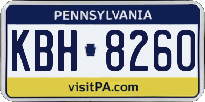 PA license plate KBH8260