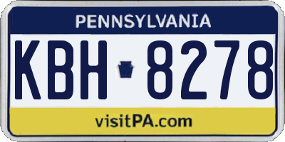 PA license plate KBH8278