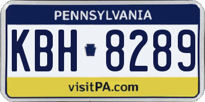 PA license plate KBH8289