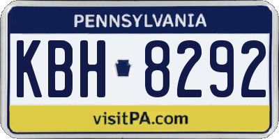PA license plate KBH8292
