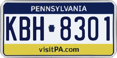 PA license plate KBH8301