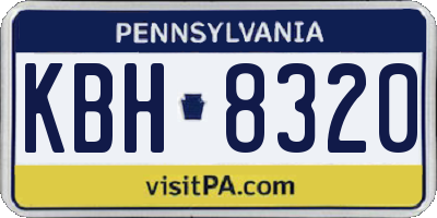 PA license plate KBH8320