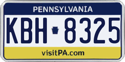 PA license plate KBH8325