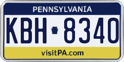PA license plate KBH8340