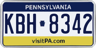 PA license plate KBH8342