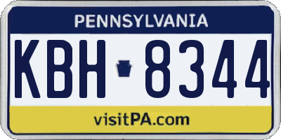 PA license plate KBH8344