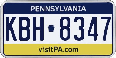 PA license plate KBH8347