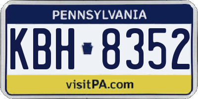 PA license plate KBH8352