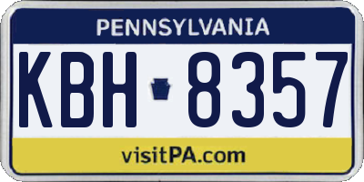 PA license plate KBH8357