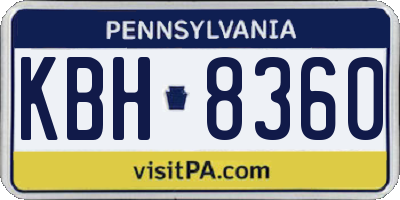PA license plate KBH8360