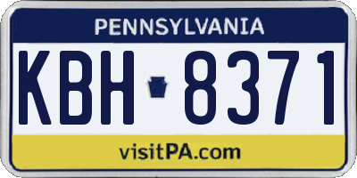 PA license plate KBH8371