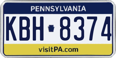PA license plate KBH8374