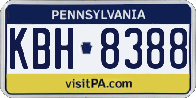 PA license plate KBH8388