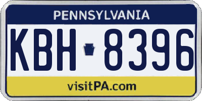 PA license plate KBH8396