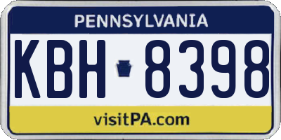 PA license plate KBH8398