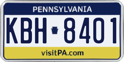 PA license plate KBH8401