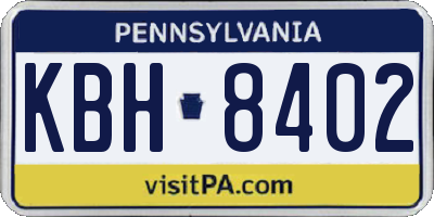 PA license plate KBH8402
