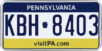 PA license plate KBH8403
