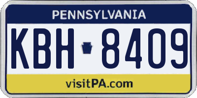 PA license plate KBH8409