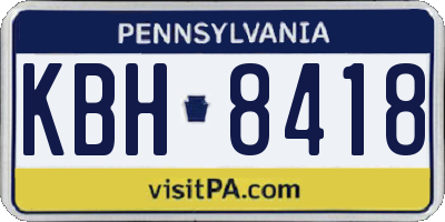 PA license plate KBH8418