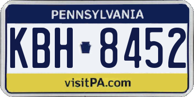 PA license plate KBH8452