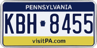 PA license plate KBH8455