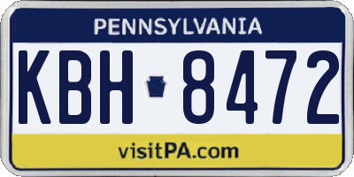 PA license plate KBH8472