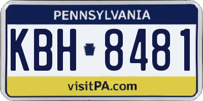 PA license plate KBH8481