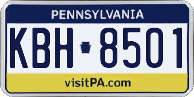 PA license plate KBH8501