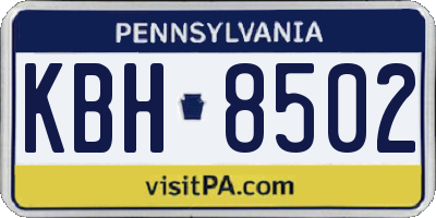 PA license plate KBH8502