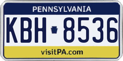 PA license plate KBH8536