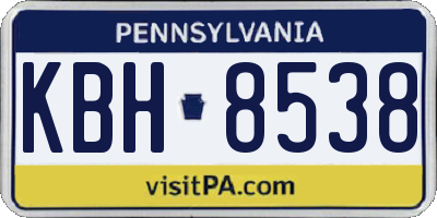 PA license plate KBH8538