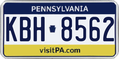 PA license plate KBH8562