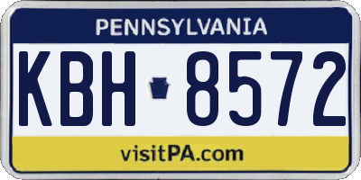 PA license plate KBH8572