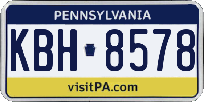PA license plate KBH8578
