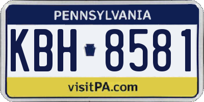 PA license plate KBH8581