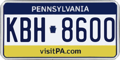 PA license plate KBH8600