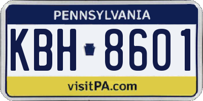 PA license plate KBH8601