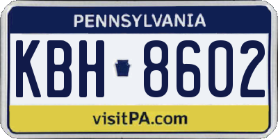 PA license plate KBH8602