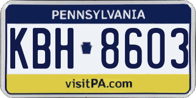 PA license plate KBH8603