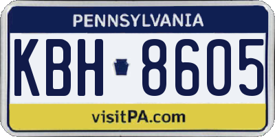 PA license plate KBH8605