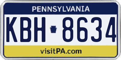 PA license plate KBH8634