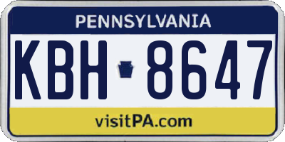 PA license plate KBH8647
