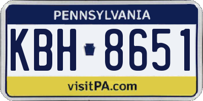 PA license plate KBH8651