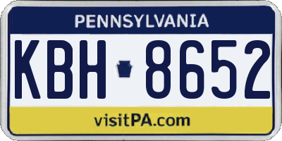 PA license plate KBH8652