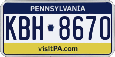 PA license plate KBH8670