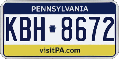 PA license plate KBH8672