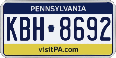 PA license plate KBH8692