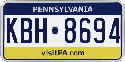PA license plate KBH8694